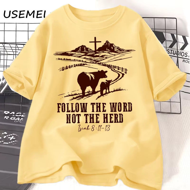 Stand Out with Our "Follow the Word, Not the Herd" Jesus T-Shirt! Perfect for Country Lovers & Cowboys! 🌟👕 #ChristianFashion #WesternStyle