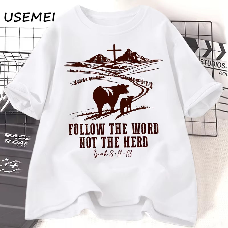 Stand Out with Our "Follow the Word, Not the Herd" Jesus T-Shirt! Perfect for Country Lovers & Cowboys! 🌟👕 #ChristianFashion #WesternStyle