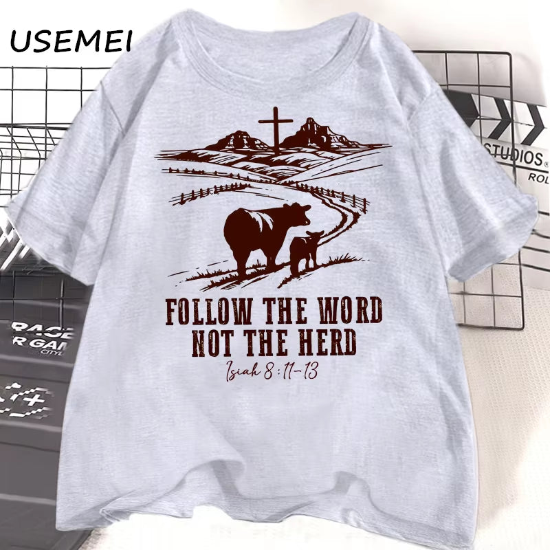 Stand Out with Our "Follow the Word, Not the Herd" Jesus T-Shirt! Perfect for Country Lovers & Cowboys! 🌟👕 #ChristianFashion #WesternStyle