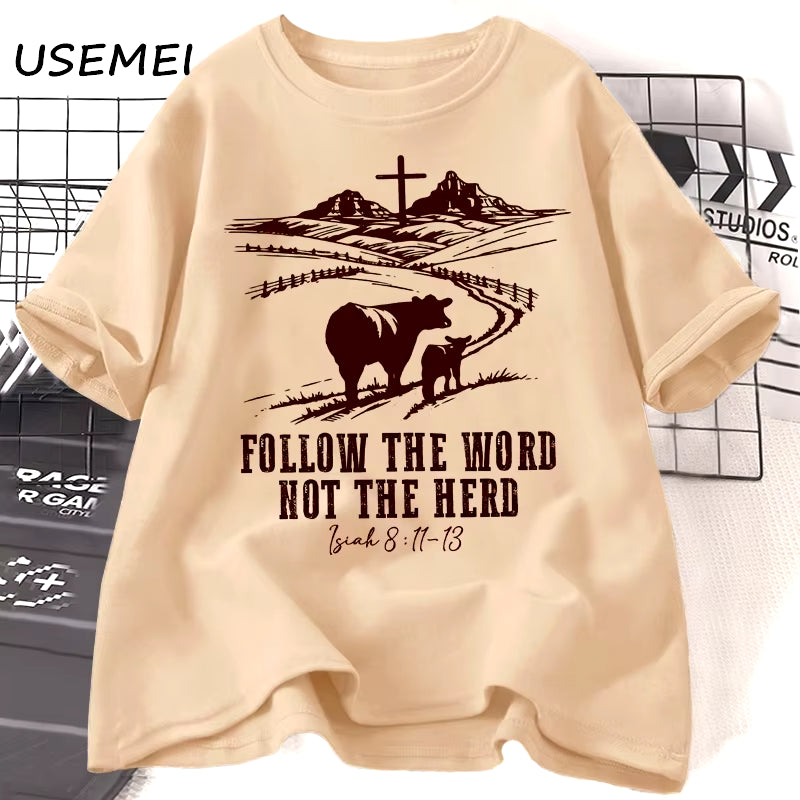 Stand Out with Our "Follow the Word, Not the Herd" Jesus T-Shirt! Perfect for Country Lovers & Cowboys! 🌟👕 #ChristianFashion #WesternStyle