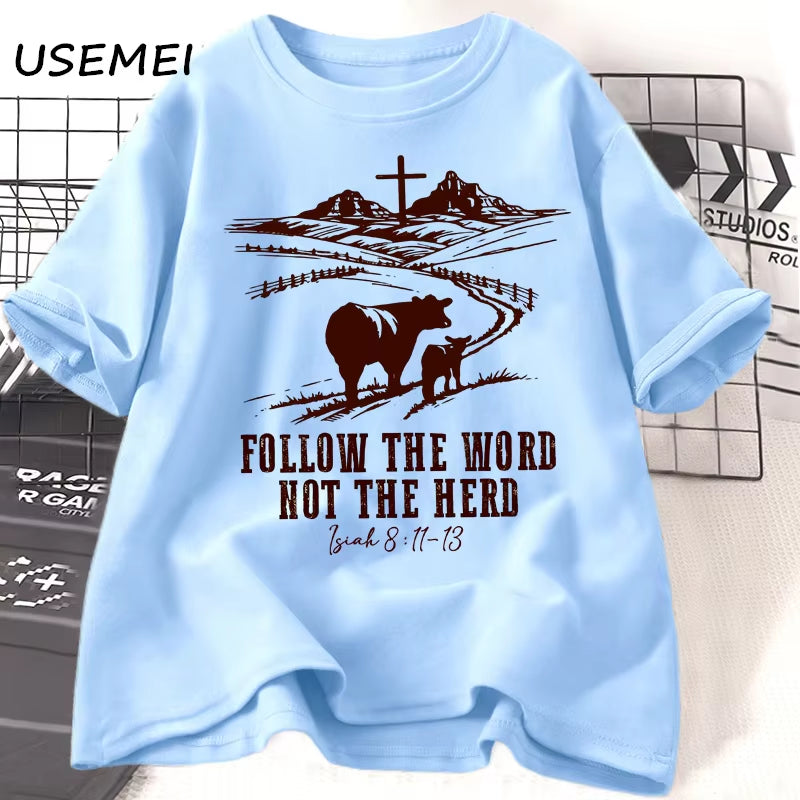 Stand Out with Our "Follow the Word, Not the Herd" Jesus T-Shirt! Perfect for Country Lovers & Cowboys! 🌟👕 #ChristianFashion #WesternStyle